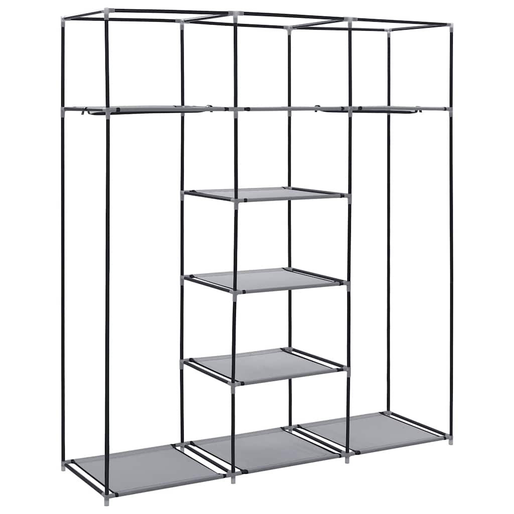 Wardrobe with Compartments and Rods 150x45x175 cm Fabric Grey