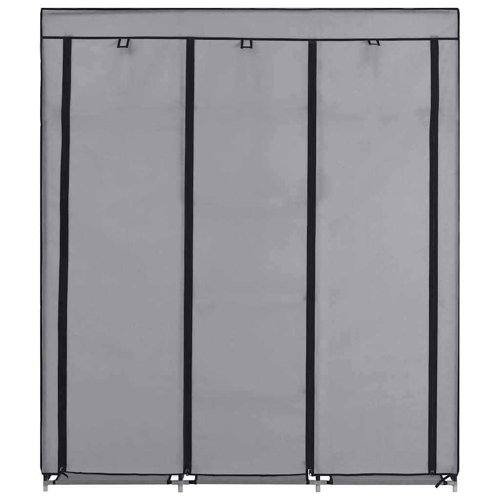 Wardrobe with Compartments and Rods 150x45x175 cm Fabric Grey