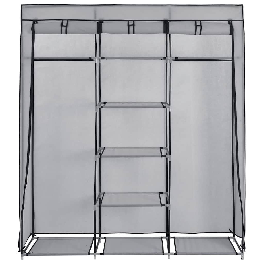 Wardrobe with Compartments and Rods 150x45x175 cm Fabric Grey