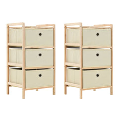 vidaXL Storage Rack with Fabric Baskets Cedar Wood Beige