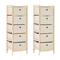 Storage Rack with Fabric Baskets Cedar Wood Beige 2