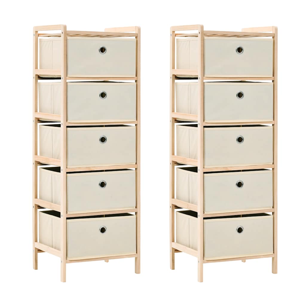 Storage Rack with Fabric Baskets Cedar Wood Beige 2