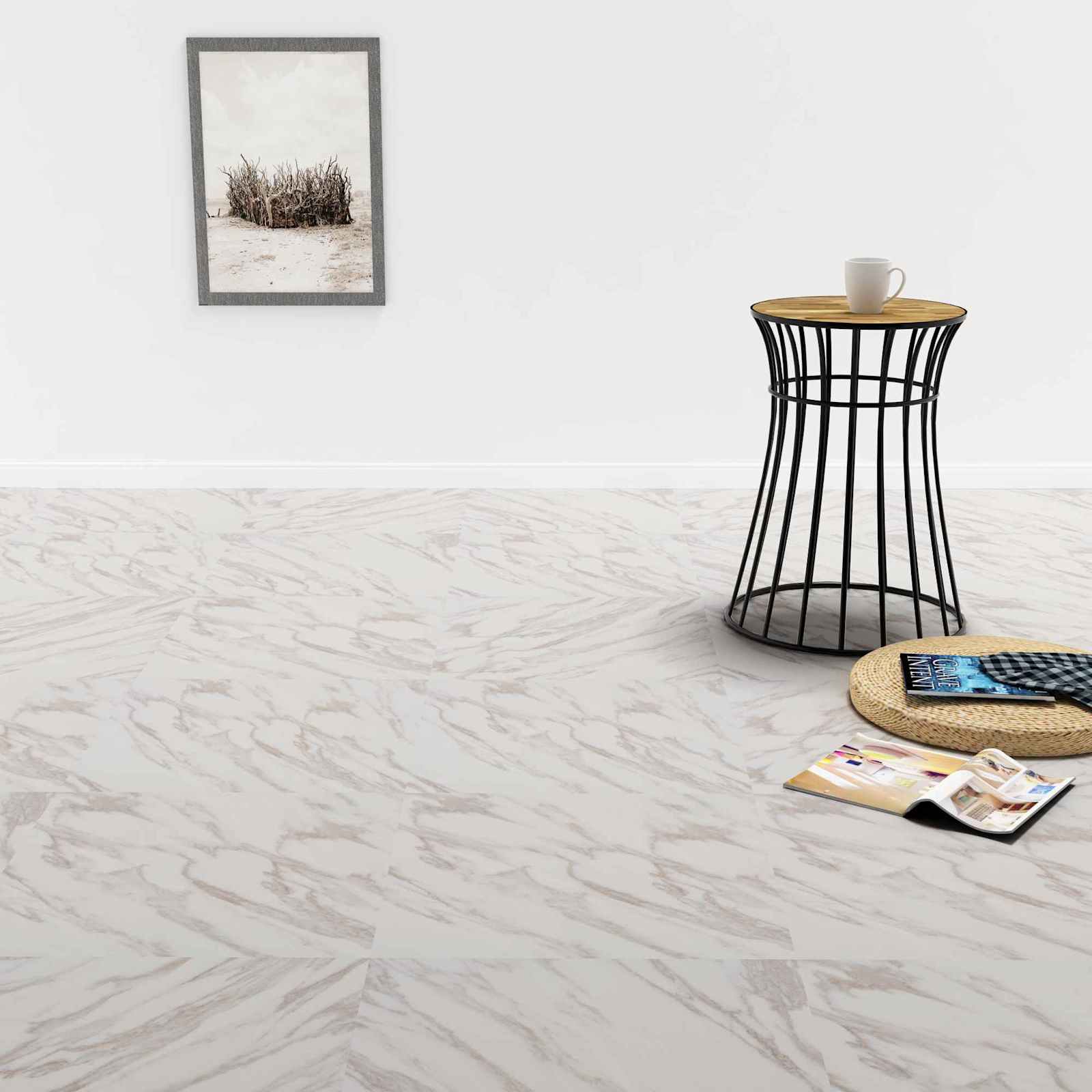 vidaXL Flooring Planks White Marble 5.11 m² 55 pcs PVC 1