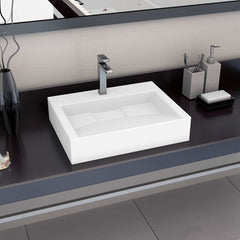 Wash Basin Mineral Cast/Marble Cast White Standard 60 cm 11 cm 38 cm