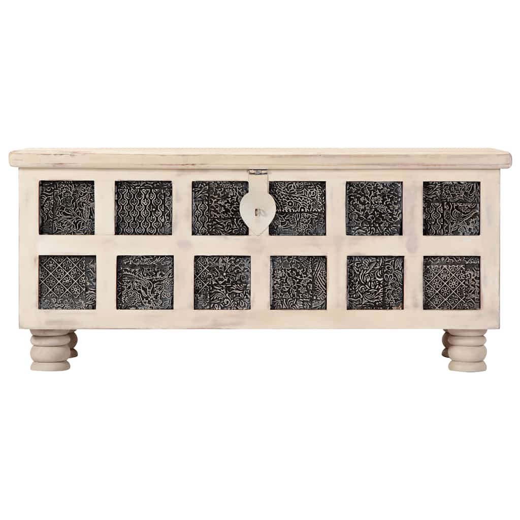 247670 vidaXL Storage Box White 110x40x45 cm Solid Acacia Wood 4