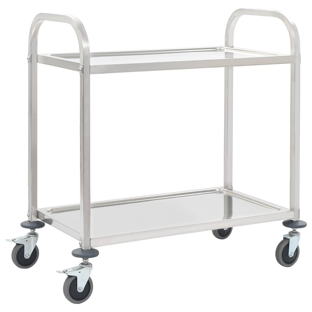 vidaXL 2-Tier Kitchen Trolley 95x45x83.5 cm Stainless Steel 1