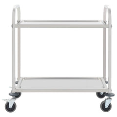vidaXL 2-Tier Kitchen Trolley 95x45x83.5 cm Stainless Steel 2