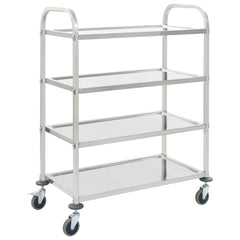 2-Tier Kitchen Trolley 96.5x55x90 cm Stainless Steel 107 cm 125 cm 4 tiers