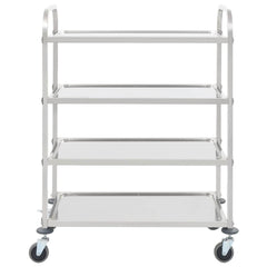 2-Tier Kitchen Trolley 96.5x55x90 cm Stainless Steel 107 cm 125 cm 4 tiers