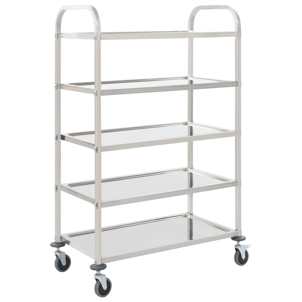 2-Tier Kitchen Trolley 96.5x55x90 cm Stainless Steel 107 cm 147 cm 5 tiers