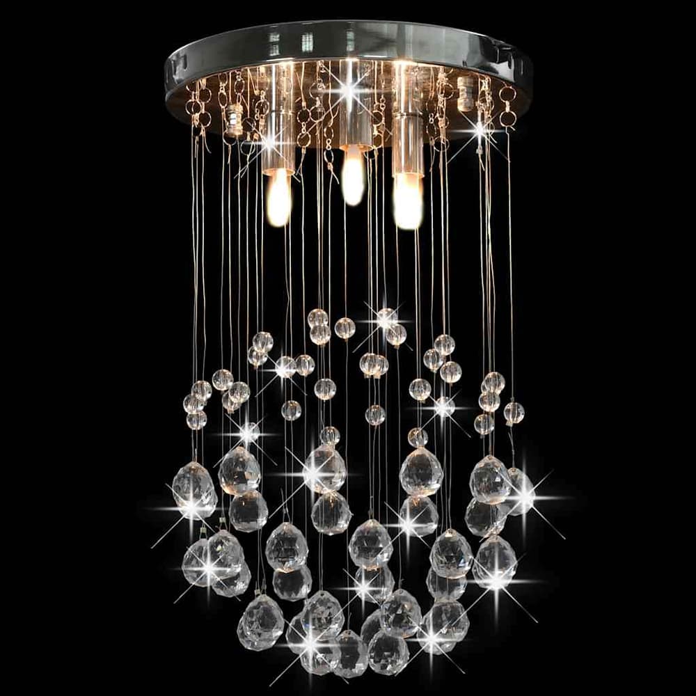 281575 vidaXL Ceiling Lamp with Crystal Beads Silver Sphere 3 x G9 Bulbs 2