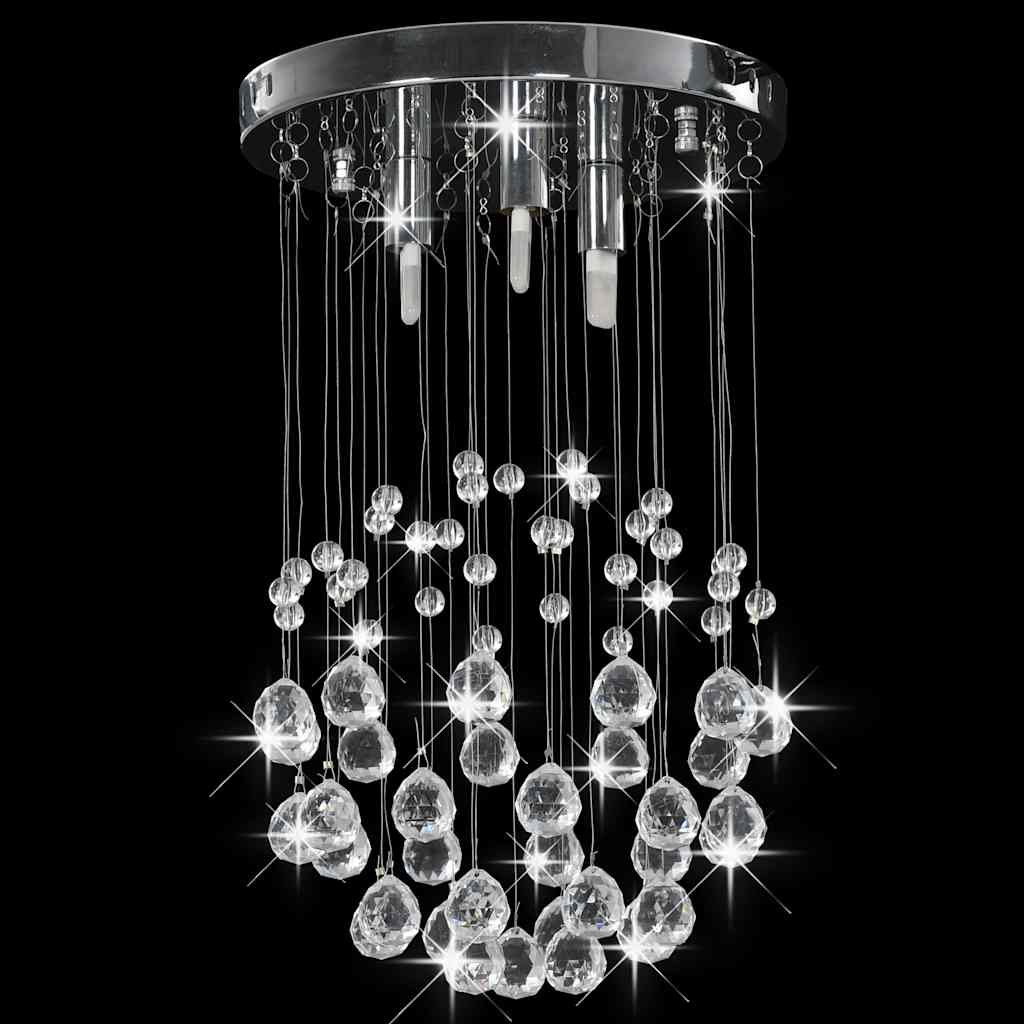 281575 vidaXL Ceiling Lamp with Crystal Beads Silver Sphere 3 x G9 Bulbs 3