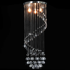 281577 vidaXL Ceiling Lamp with Crystal Beads Silver Spiral G9 2