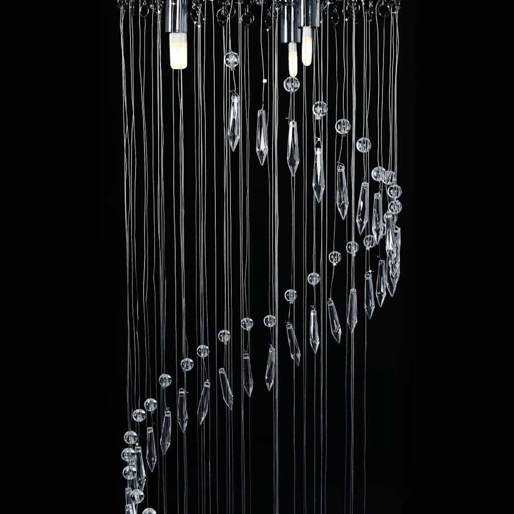 281577 vidaXL Ceiling Lamp with Crystal Beads Silver Spiral G9 4