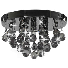 vidaXL Ceiling Lamp with Smoky Beads Black Round G9 2