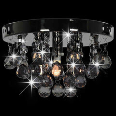 vidaXL Ceiling Lamp with Smoky Beads Black Round G9 5