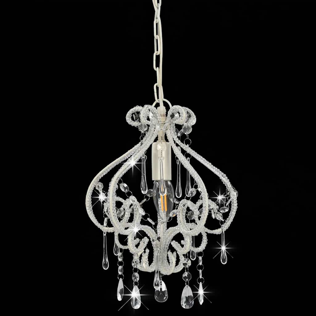 vidaXL Ceiling Lamp | White, Clear | Metal, Acrylic | Medium | Decorative Beads 3