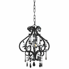 vidaXL Ceiling Lamp with Beads Black Round E14 2