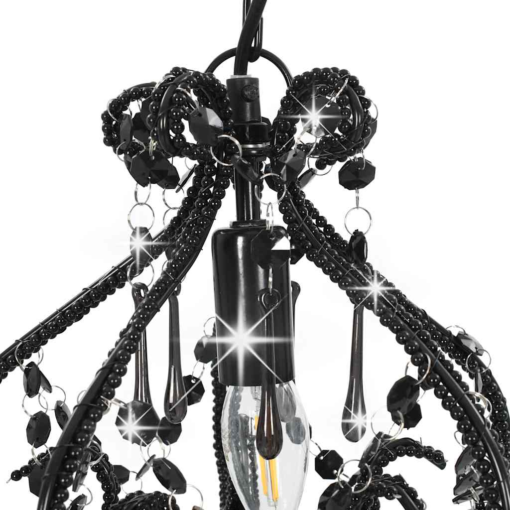 vidaXL Ceiling Lamp with Beads Black Round E14 5