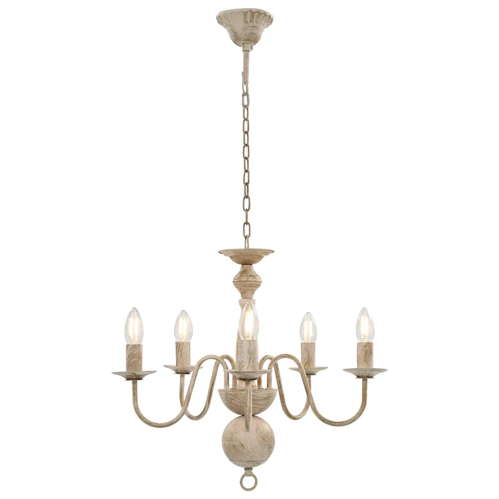 Chandelier Antique 5 x E14 Bulbs White