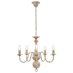 Chandelier Antique 5 x E14 Bulbs White