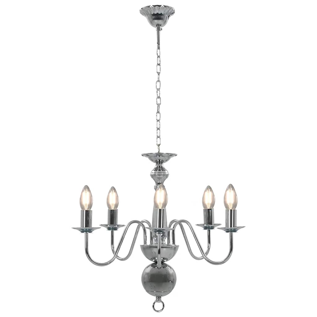 vidaXL Chandelier Silver 5 x E14 Bulbs 2