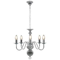 vidaXL Chandelier Silver 5 x E14 Bulbs 2