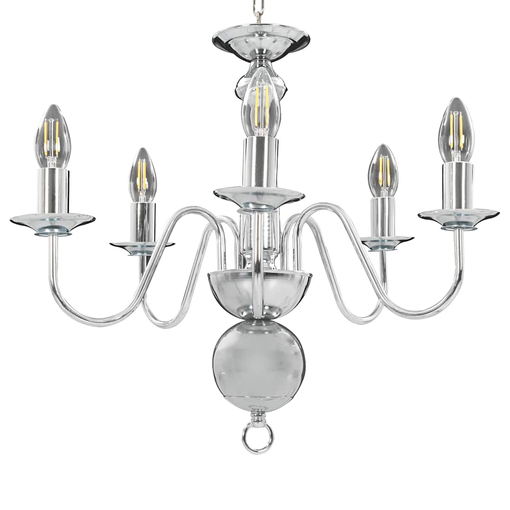 vidaXL Chandelier Silver 5 x E14 Bulbs 3