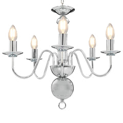 vidaXL Chandelier Silver 5 x E14 Bulbs 4