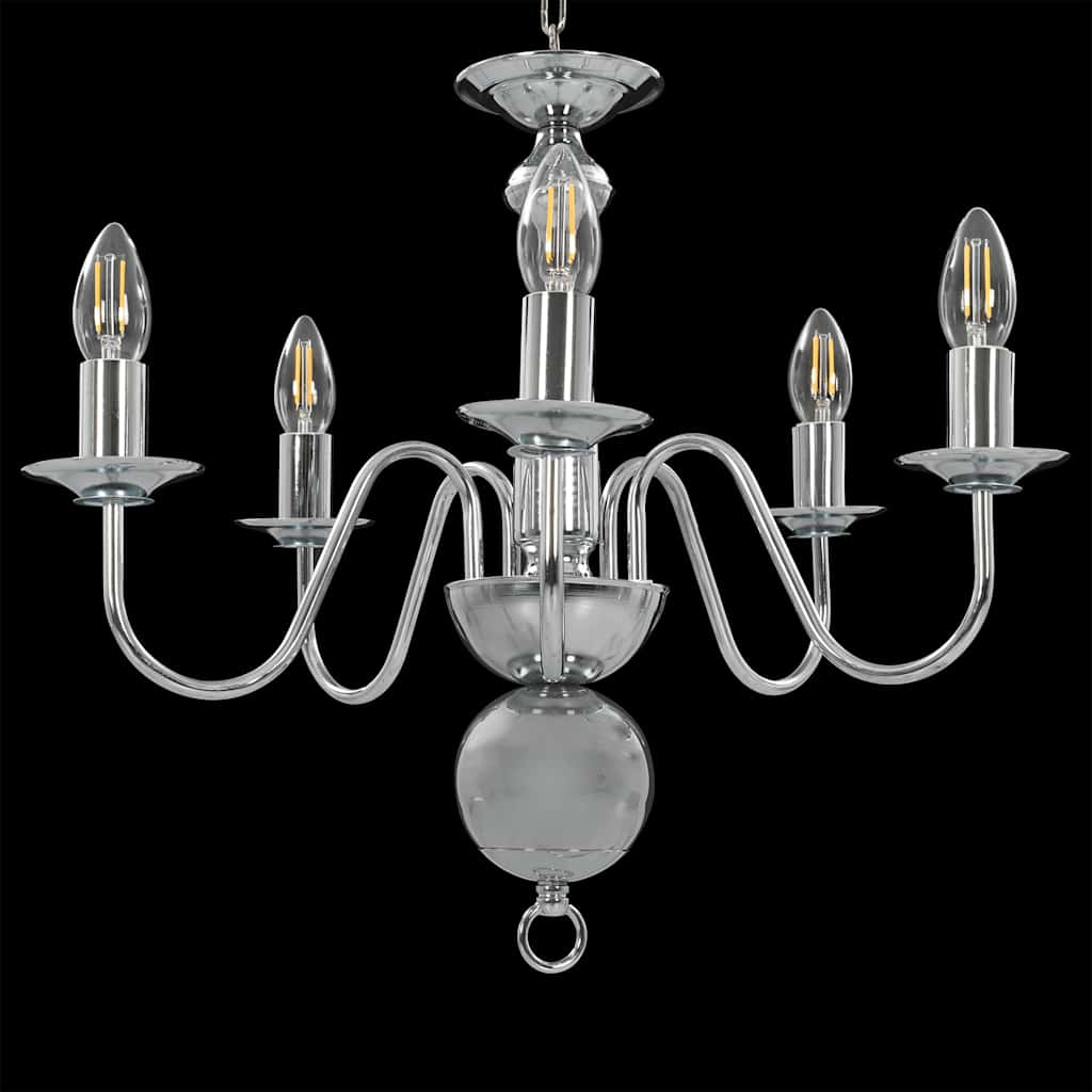 vidaXL Chandelier Silver 5 x E14 Bulbs 5
