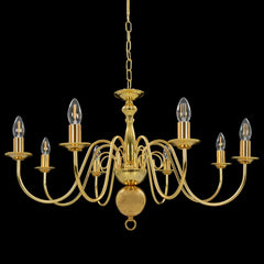 Chandelier 8 x E14 Bulbs Gold