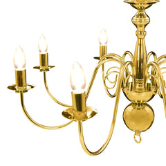 Chandelier 8 x E14 Bulbs Gold
