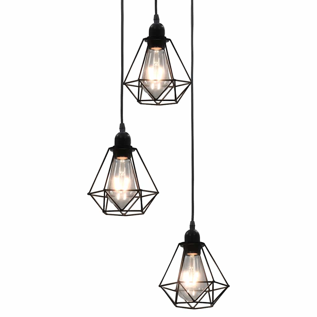 281634 vidaXL Ceiling Lamp with Diamond Design Black 3 x E27 Bulbs 1