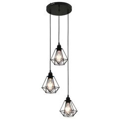281634 vidaXL Ceiling Lamp with Diamond Design Black 3 x E27 Bulbs 2