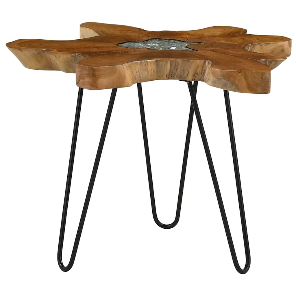 281651 vidaXL Coffee Table 70x45 cm Solid Teak Wood and Polyresin 1