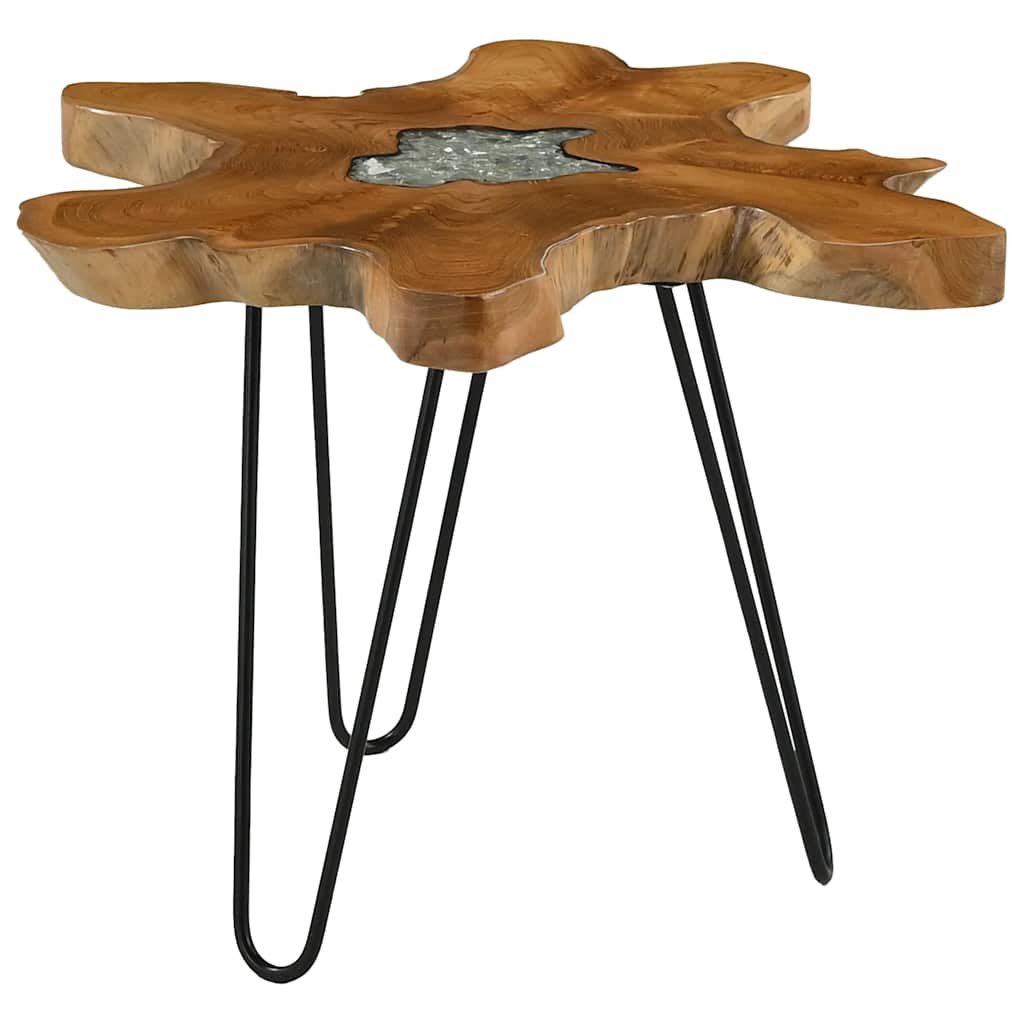 281651 vidaXL Coffee Table 70x45 cm Solid Teak Wood and Polyresin 2