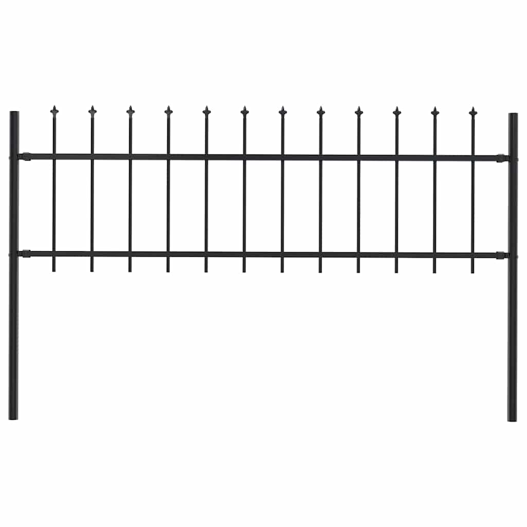 vidaXL Garden Fence "Woerden" with Spear Top Steel 170x60 cm Black 1