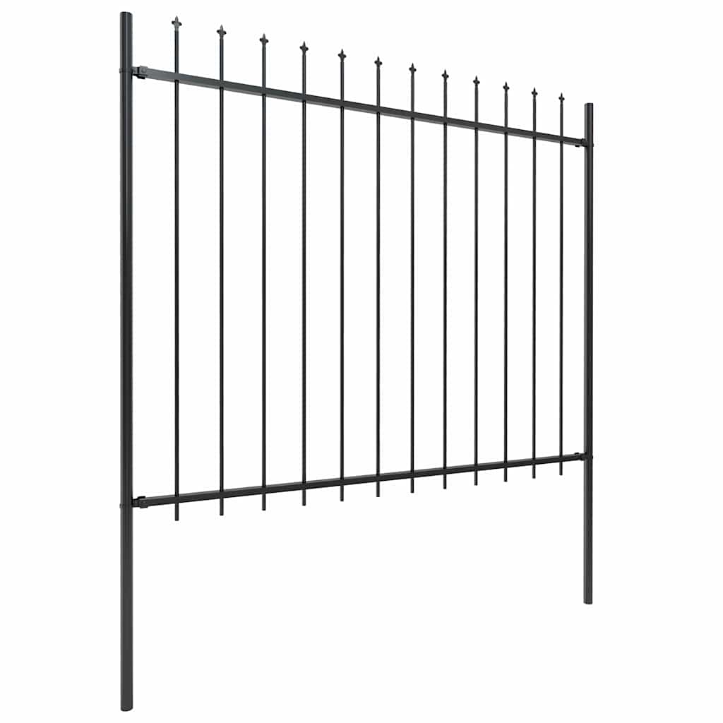 Garden Fence with Spear Top Steel 337x150 cm Black 170 cm