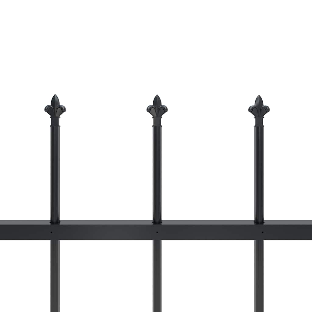 Garden Fence with Spear Top Steel 337x150 cm Black 170 cm