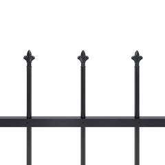 Garden Fence with Spear Top Steel 337x150 cm Black 170 cm