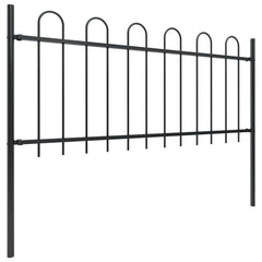 Garden Fence with Hoop Top Steel 337x80 cm Black 170 cm