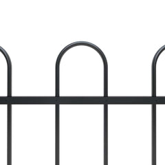 Garden Fence with Hoop Top Steel 337x120 cm Black 170 cm