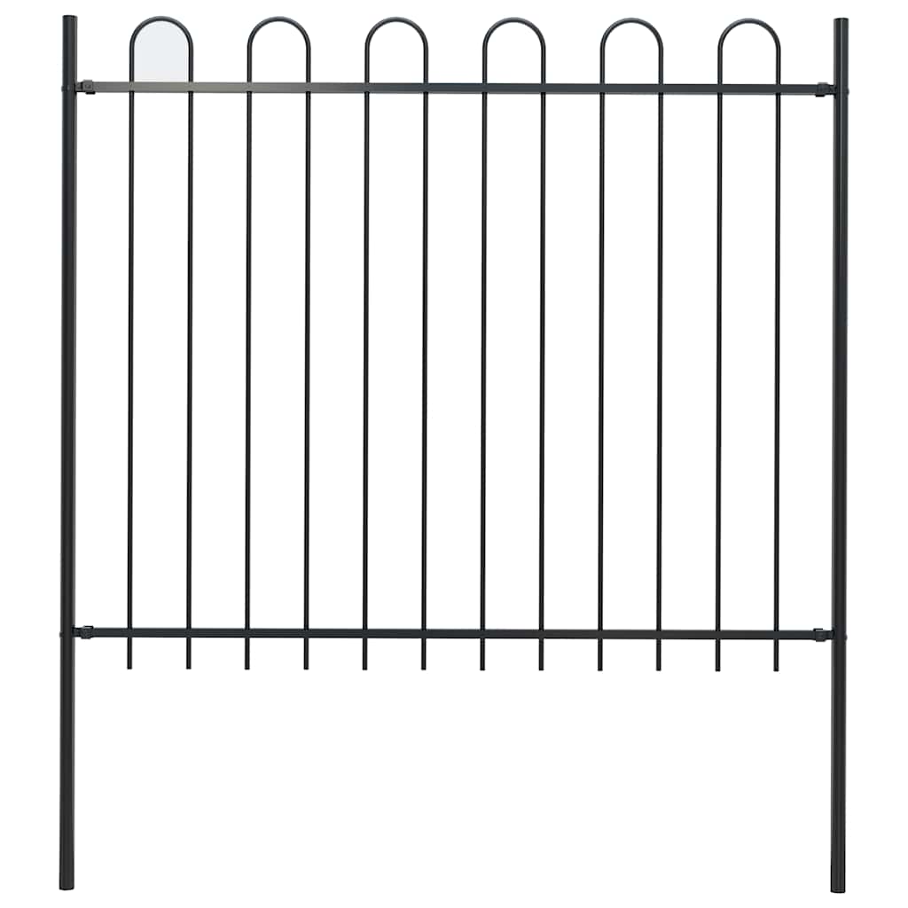 Garden Fence with Hoop Top Steel 337x150 cm Black 170 cm