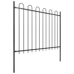 Garden Fence with Hoop Top Steel 337x150 cm Black 170 cm