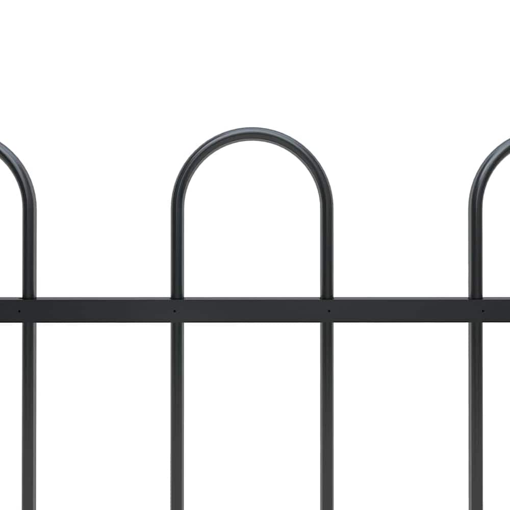 Garden Fence with Hoop Top Steel 337x150 cm Black 170 cm