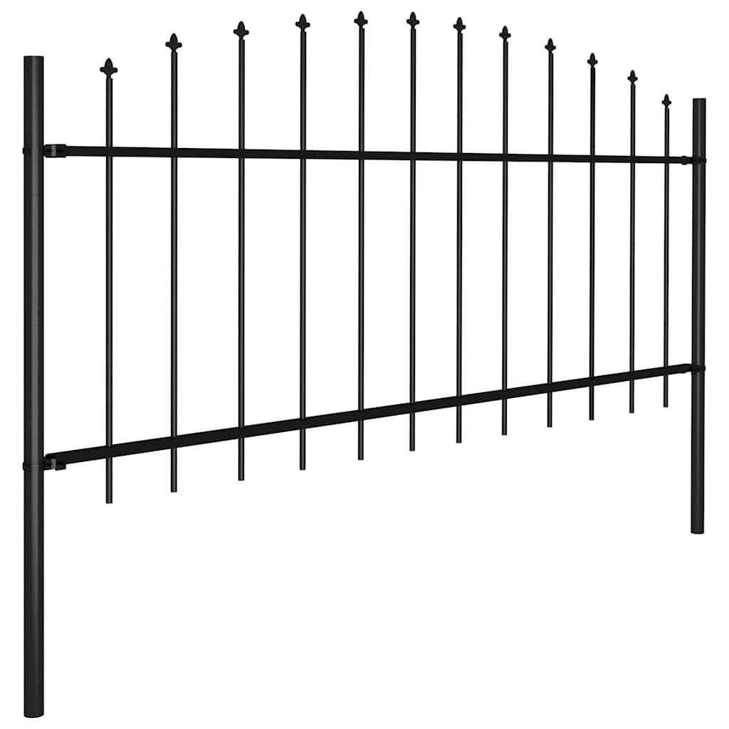 vidaXL Garden Fence "Woerden" with Spear Top Steel 170x75 cm Black 2