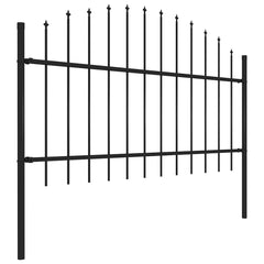 Garden Fence with Spear Top Steel 355x125 cm Black Height 100-125 cm 180 cm