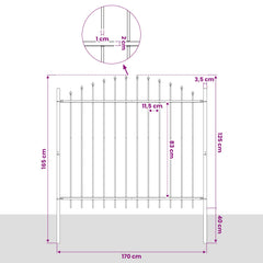 vidaXL Garden Fence "Woerden" with Spear Top Steel 170x125 cm Black 4
