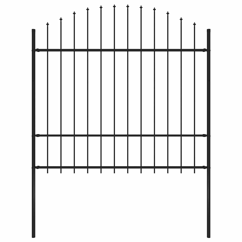 Garden Fence with Spear Top Steel 337x175 cm Black Height 150-175 cm 170 cm