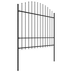 Garden Fence with Spear Top Steel 337x175 cm Black Height 150-175 cm 170 cm